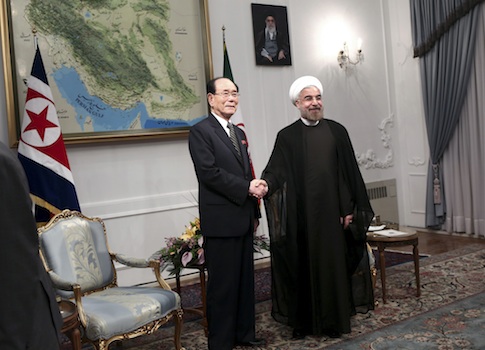 Iranian President Hassan Rouhani meets with top North Korean official Kim Yong Nam / AP