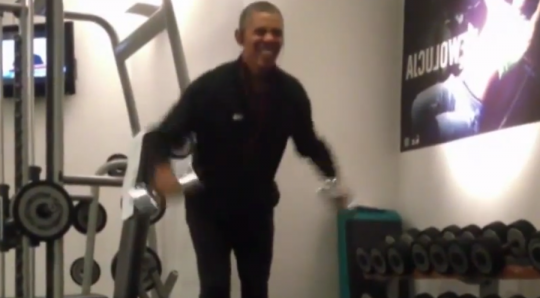 Obama working out