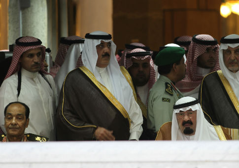 Members of the House of Saud appear with Field Marshal Hussein Tantawi of Egypt at a funeral in 2012. / AP