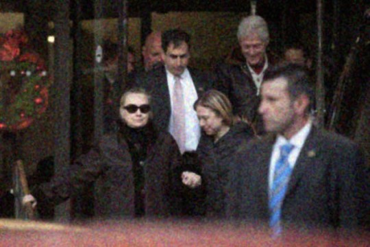 A woman believed to be Supreme Democratic Leader Hillary Clinton is spotted leaving a hospital with her family. (State News Agency)
