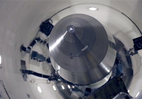 An inert Minuteman 3 missile is seen in a training launch tube at Minot Air Force Base, N.D.