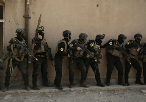 Iraqi special operations troops during a training exercise before the fight to retake Mosul, Iraq / AP