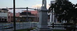 Barricades surround the Confederate monument in front of the Hernando County Courthouse to keep possible protesters away from the statue in the midst of a national controversy over whether Confederate symbols should be removed from public display on August 19, 2017 in Brooksville, Florida. The issue is at the heart of a debate about race in America and a recent protest in Charlottesville, VA turned deadly as white-supremacists clashed with counter-demonstrators over a confederate statue. / Getty Images