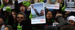 People who call themselves Dreamers, protest in front of the Senate side of the US Capitol to urge Congress in passing the Deferred Action for Childhood Arrivals (DACA) program