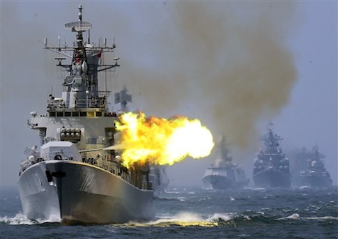 China's Harbin (112) guided missile destroyer takes part in the week-long China-Russia "Joint Sea-2014" exercise at the East China Sea off Shanghai in May 2014