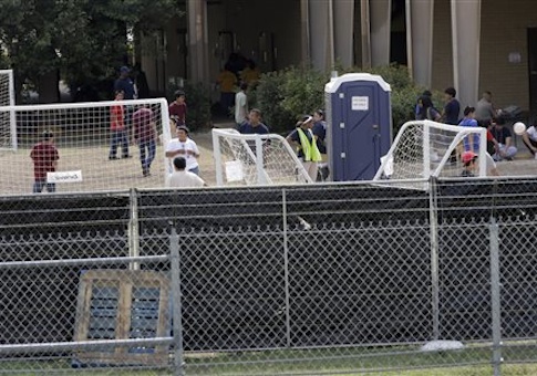 A temporary shelter for unaccompanied minors who have entered the country illegally is seen at Lackland Air Force Base