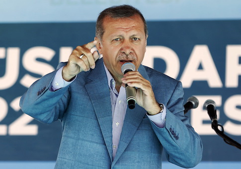 Turkey's President Tayyip Erdogan speaks during an opening ceremony in Istanbul, Turkey
