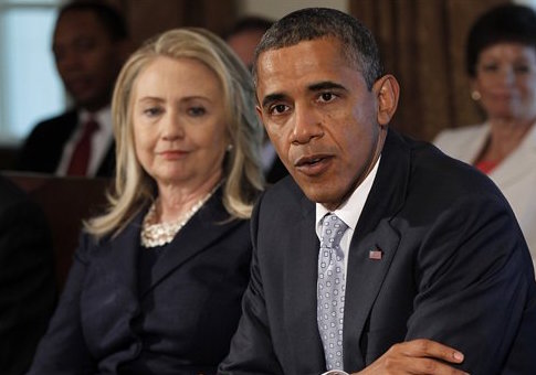Hillary Clinton and Barack Obama in 2012