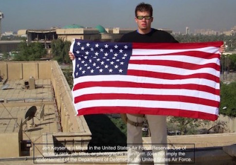 Jon Keyser standing atop Saddam Hussein's palace in Iraq / Facebook