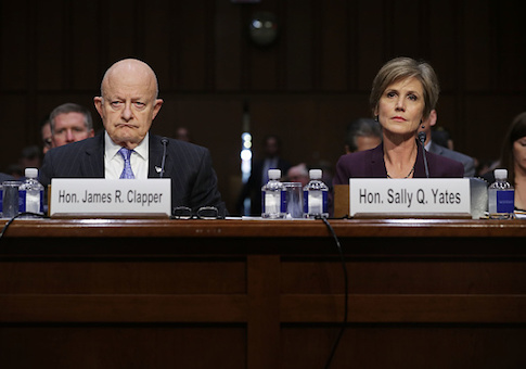 Former director of national intelligence James Clapper and former U.S. deputy attorney general Sally Yates testify before the Senate Judiciary Committee's Subcommittee on Crime and Terrorism