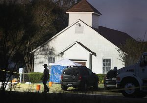Law enforcement officials investigate at First Baptist Church of Sutherland Springs
