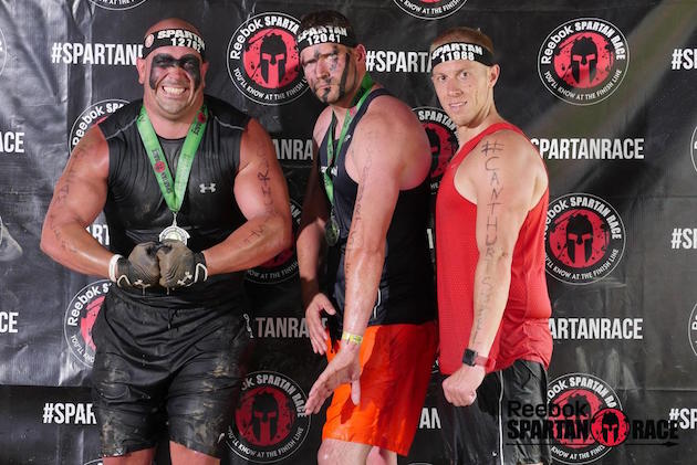 John Lubano (L) & J.J. Hanson (C) prior to running the 14-mile Spartan Race just days after chemo treatment