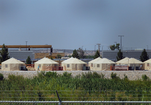 View of a temporary detention center for illegal underage immigrants in Tornillo, Texas