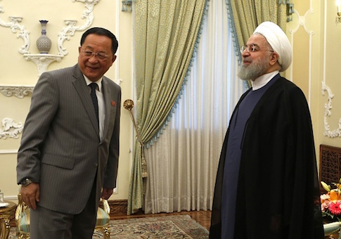 Iranian President Hassan Rouhani and North Korean Foreign Minister Ri Yong Ho