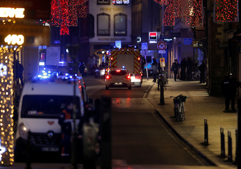 Rescue teams work at the scene of shooting in Strasbourg, France