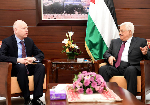 President's envoy to the Middle East Jason Greenblatt meeting with Palestinian leader Mahmoud Abbas in 2017