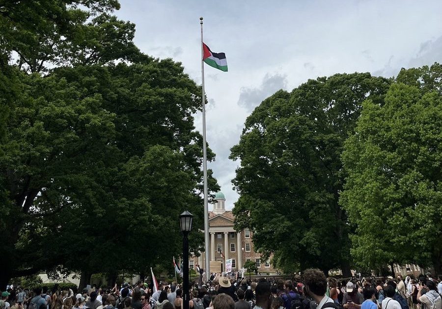 Anti-Israel Protesters at UNC Replace Stars and Stripes With Palestinian Flag