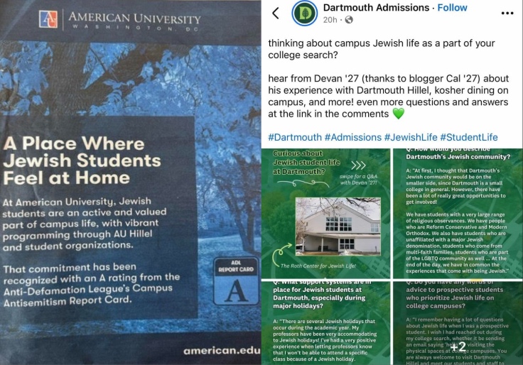 American University Advertising for Jewish Students, Mirroring Efforts From Dartmouth